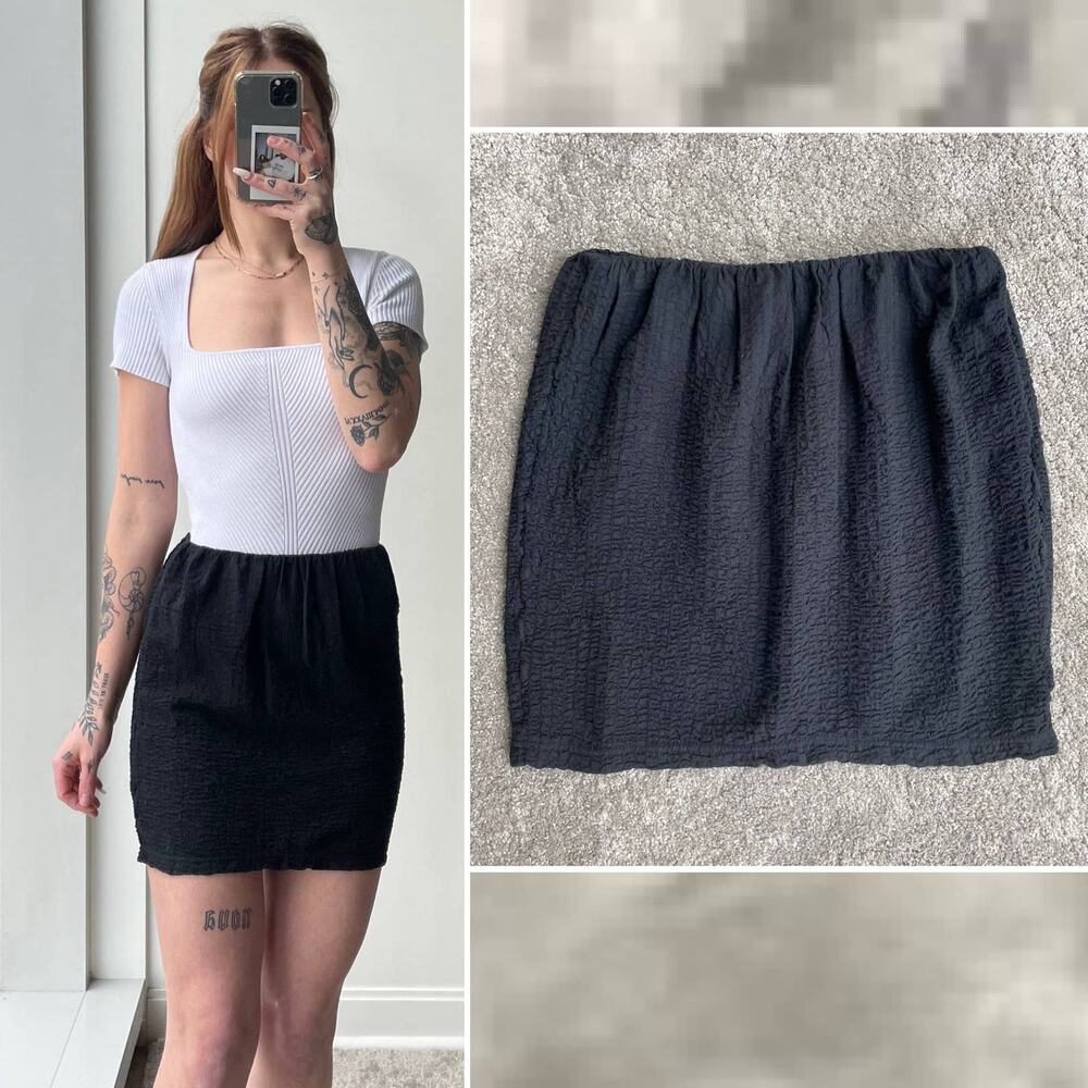 Free People Black Textured Mini Skirt Size XS NWOT Going Out Party Capsule